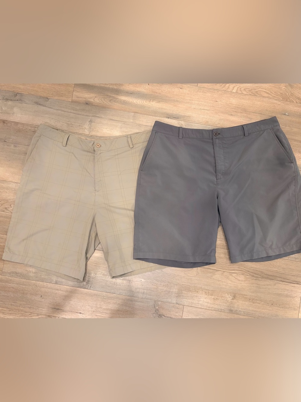 Lot (2) Under Armour Men's Performance Golf Stretch Shorts-Gray & Tan Plaid- 42
